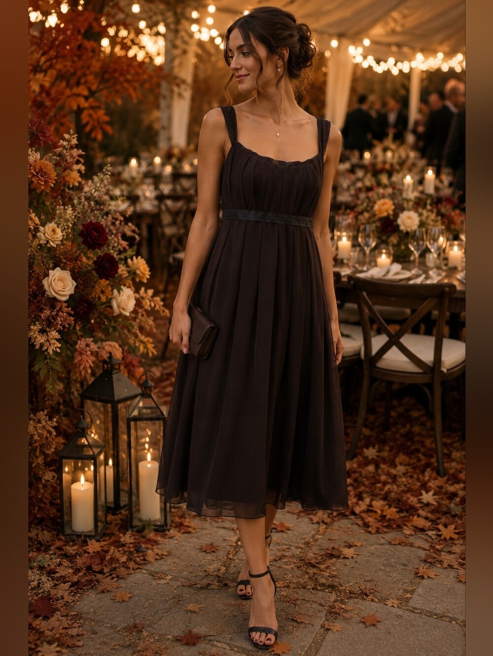 Vera Wang Maids Chiffon Midi Dress Size 12 Autumn Wedding Guest Romantic Formal